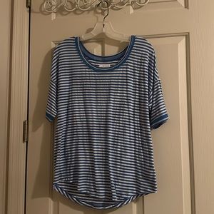 Blue and white striped top